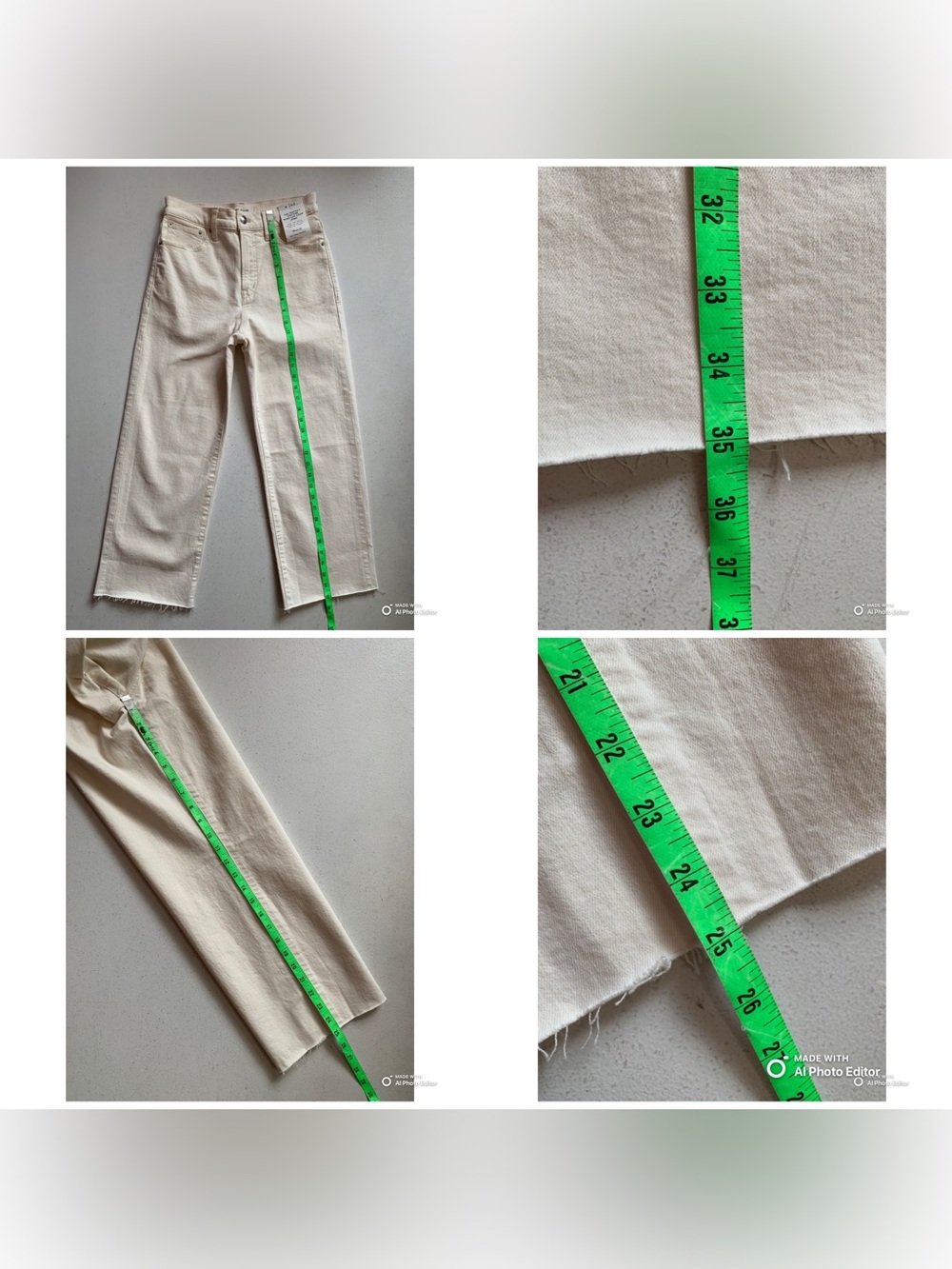 Madewell The SHORT Perfect Vintage Wide-Leg Crop Jean Size 26S NWT Cream Summer - Picture 15 of 17